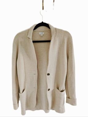 🖤 J.Crew Beige Cotton Knit Cardigan Blazer Jacket - XS